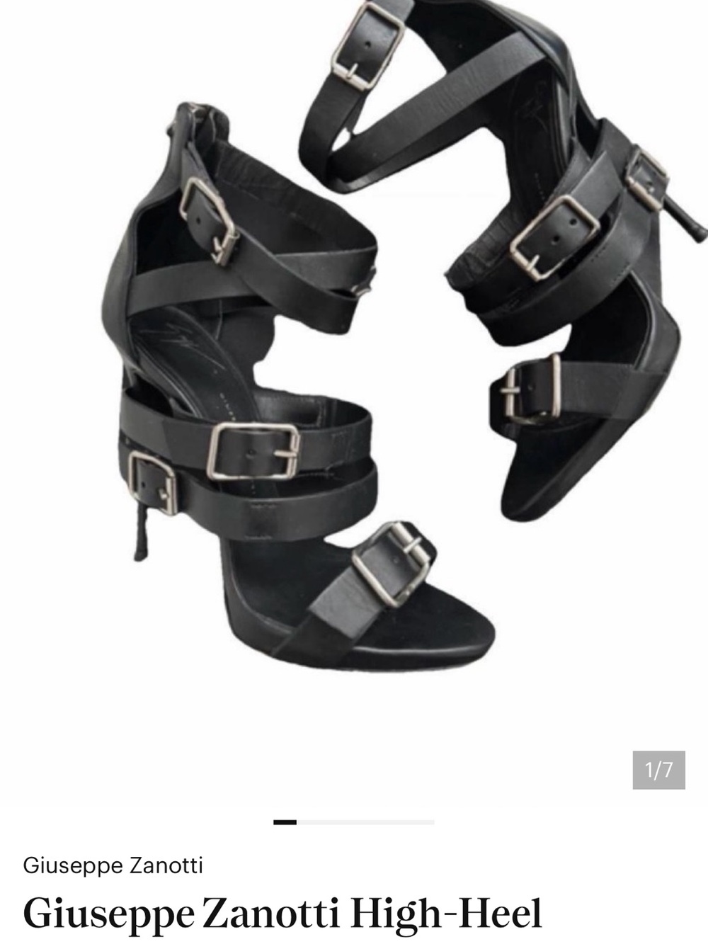 Giuseppe Zanotti Black Strappy Buckle High-Heel Sandals 41/10